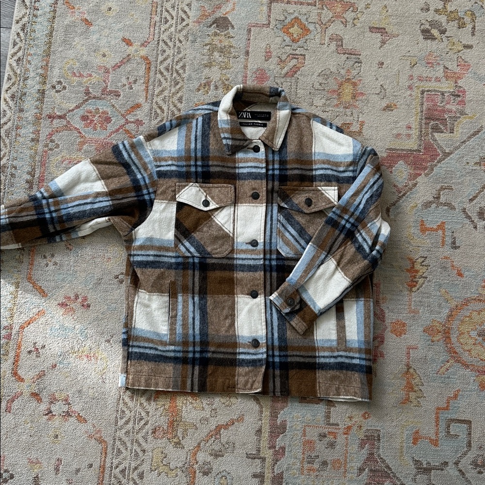 Zara Brown and Blue Plaid Jacket